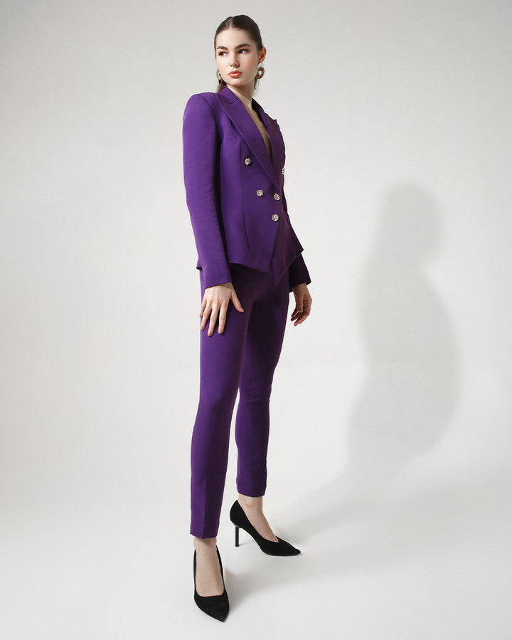 Purple Tailored peplum Blazer Suit