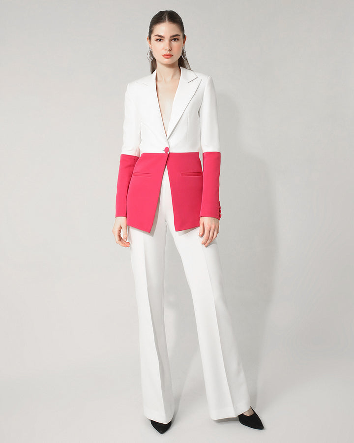 Classic White And Pink Blazer Suit