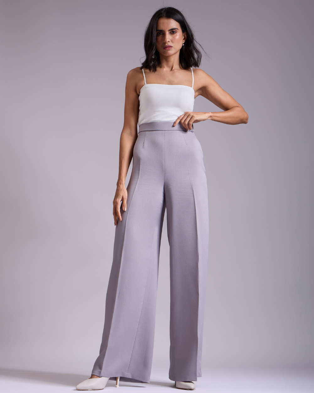 Monica Grey High-waisted Flared Pants