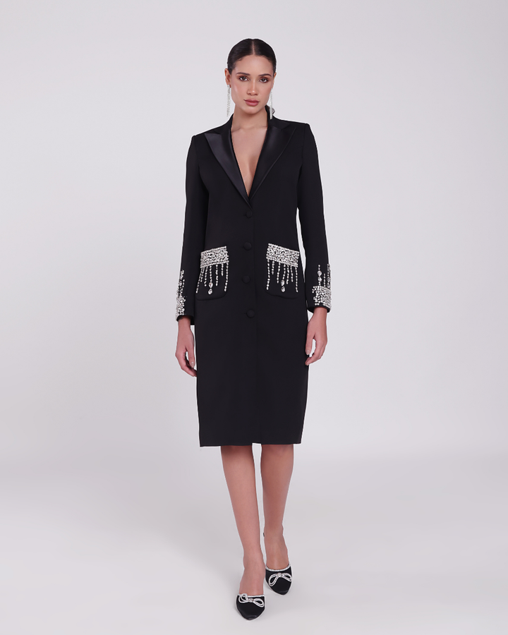 Valentina Black Embellished Blazer Dress