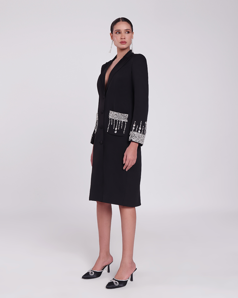 Valentina Black Embellished Blazer Dress