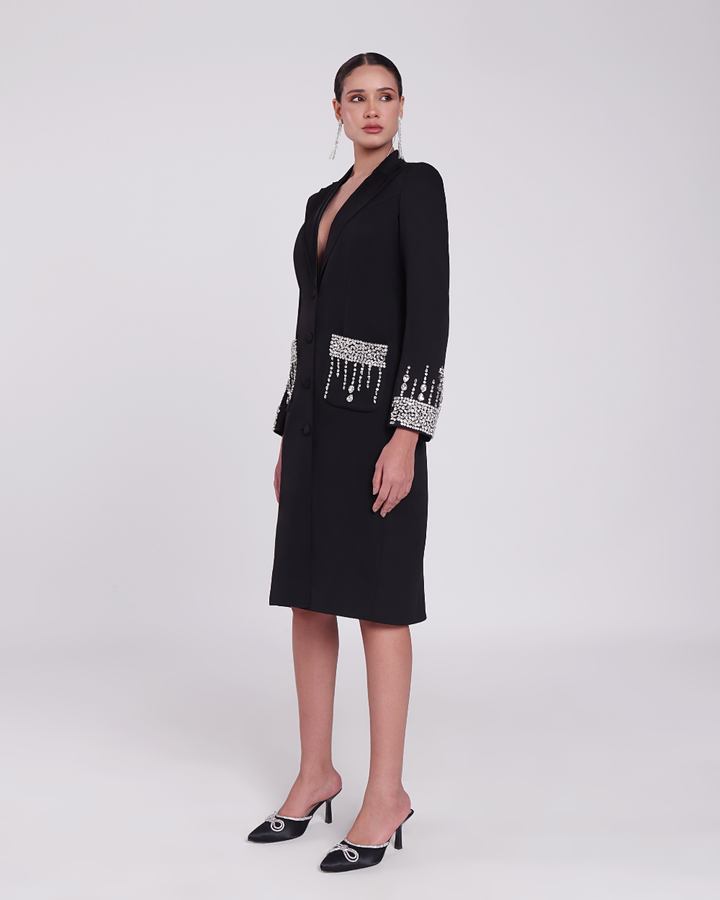 Valentina Black Embellished Blazer Dress