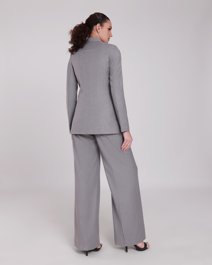 Grey Stripe Single Breasted Suit 2-piece