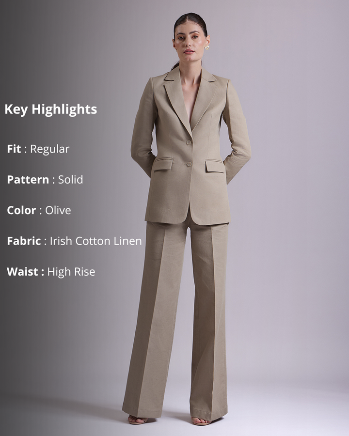 Olive Single-Breasted Suit 2-Piece