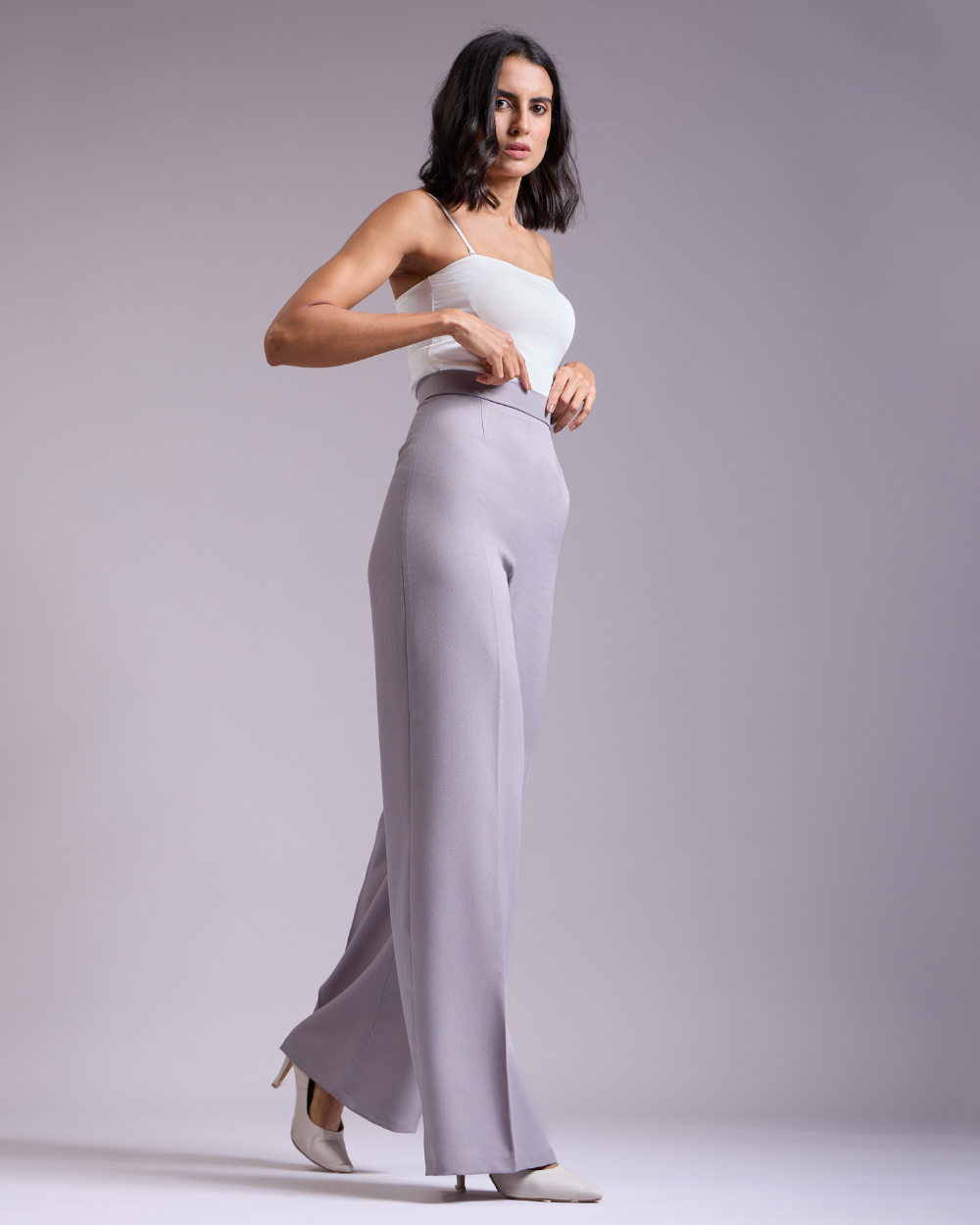 Monica Grey High-waisted Flared Pants