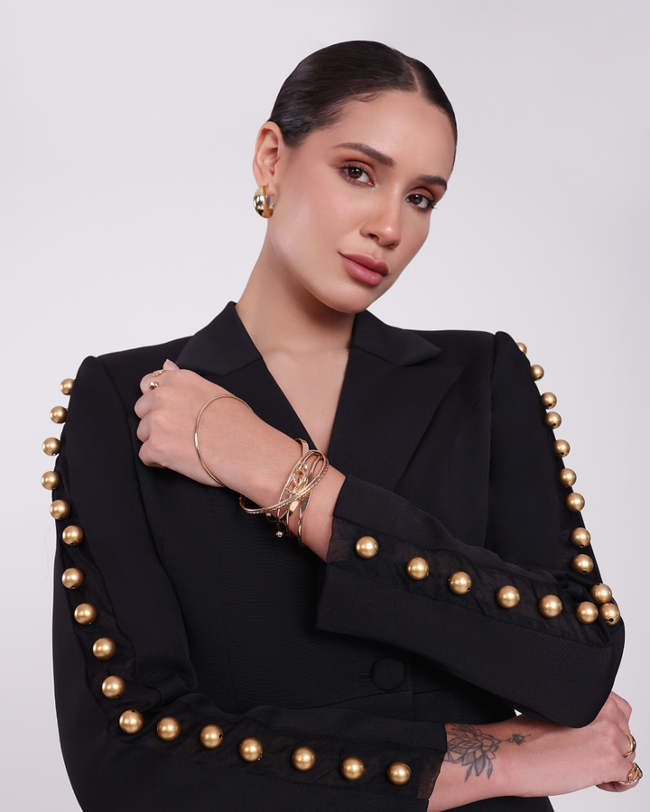 Jade Black Golden Pearl Blazer Dress