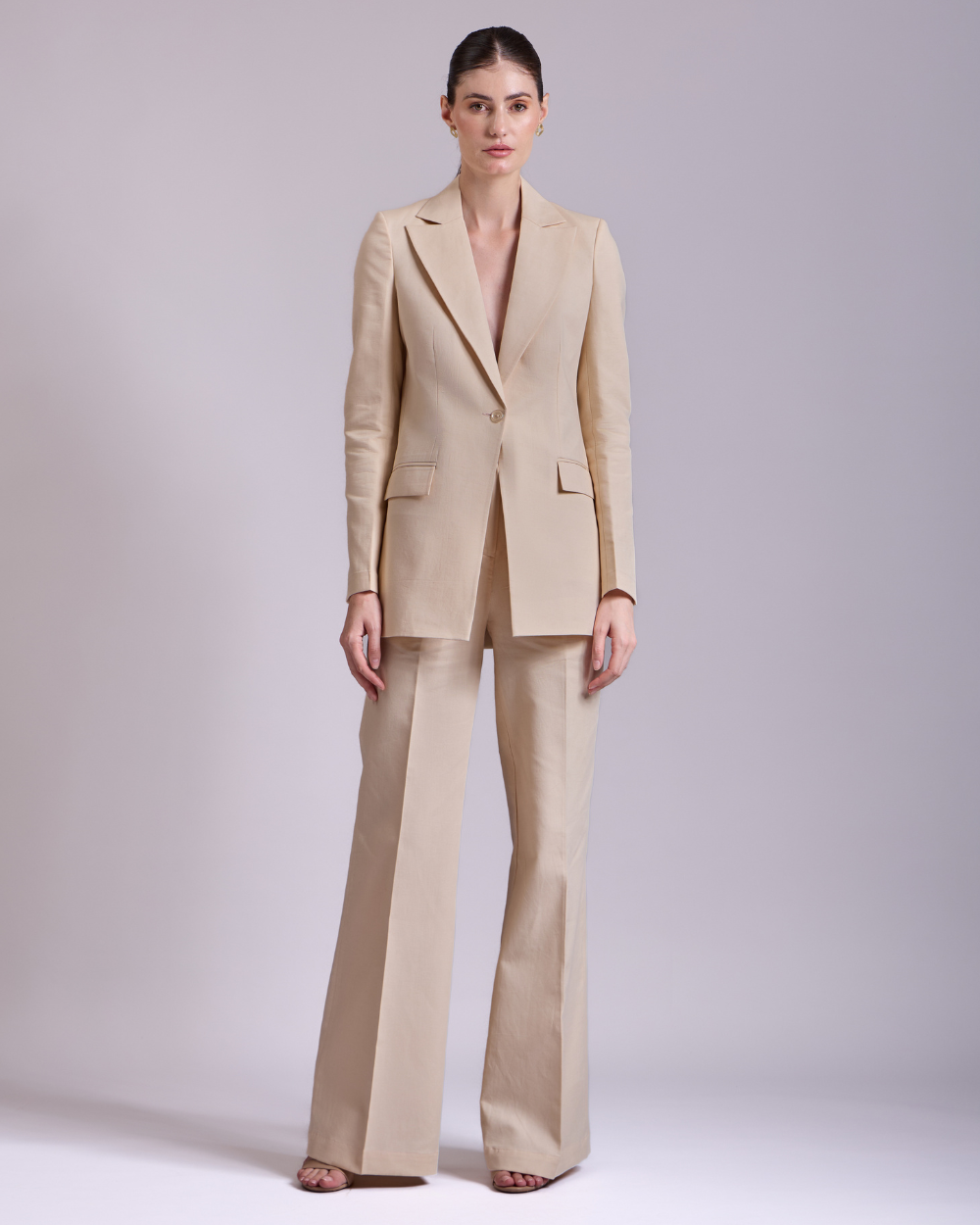 Beige Single-Breasted Suit 2-Piece