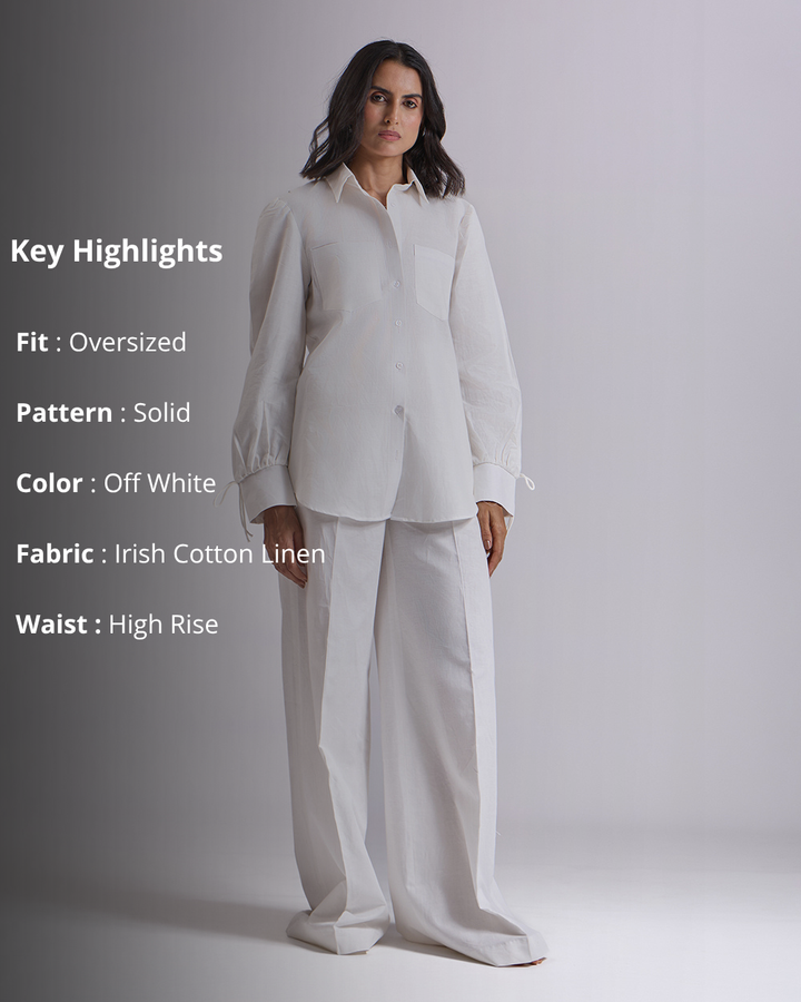 Off White Oversized Shirt And Pant
