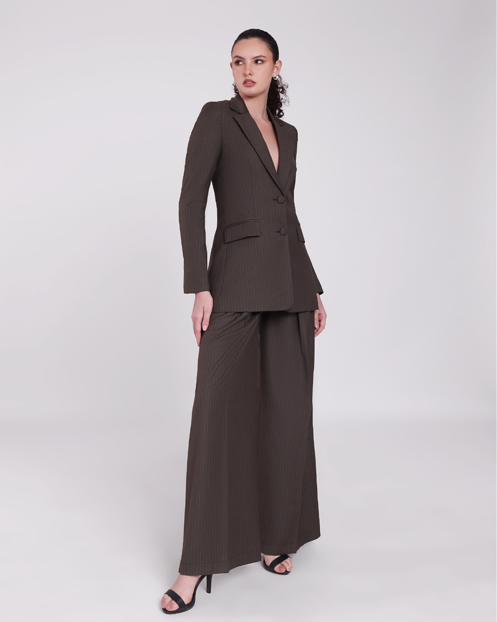 Brown Stripe Single Breasted Suit 2-piece