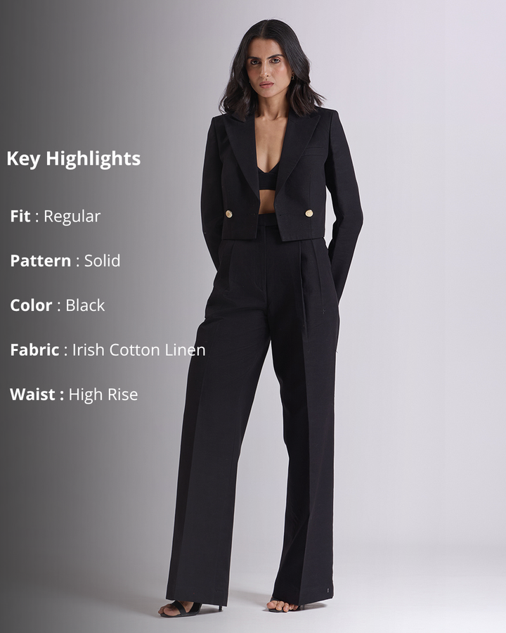 Black Crop Jacket Suit 2 Piece