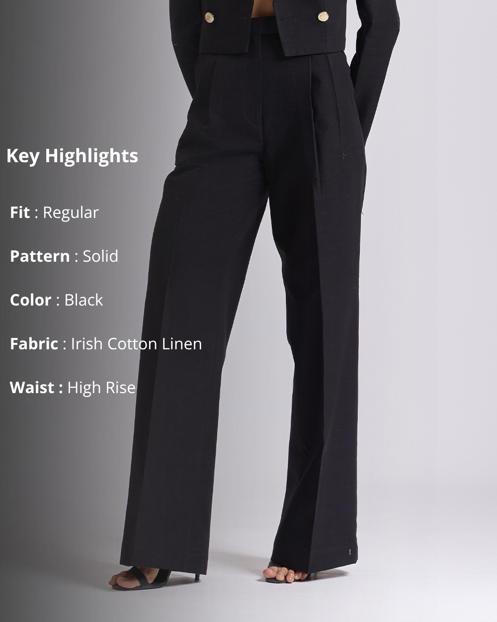 Black Pleated High waist pants