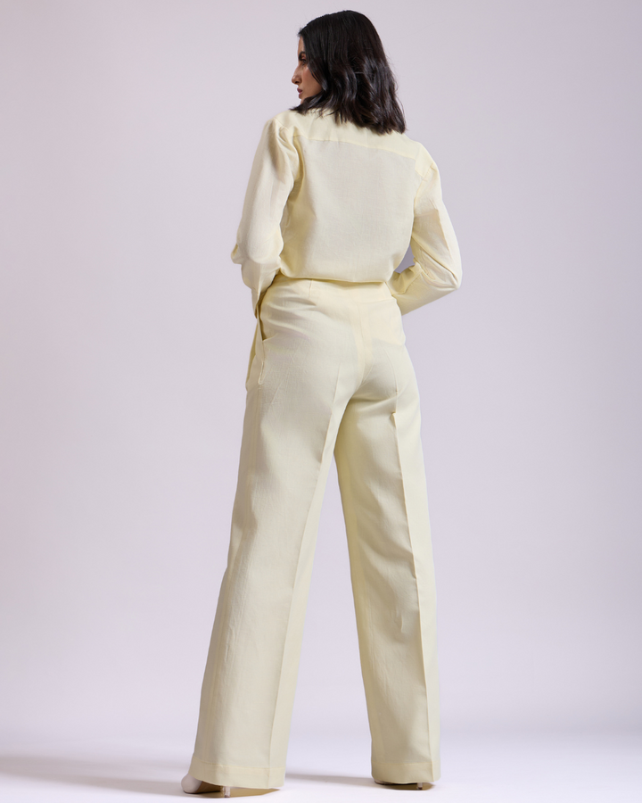 Yellow Shirt And Pleated Pant