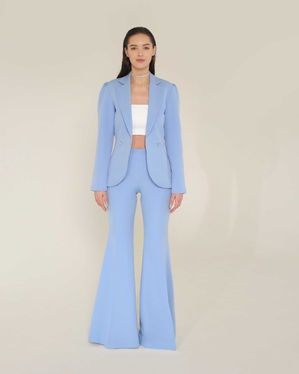 Geo Sky-Blue Blazer Set