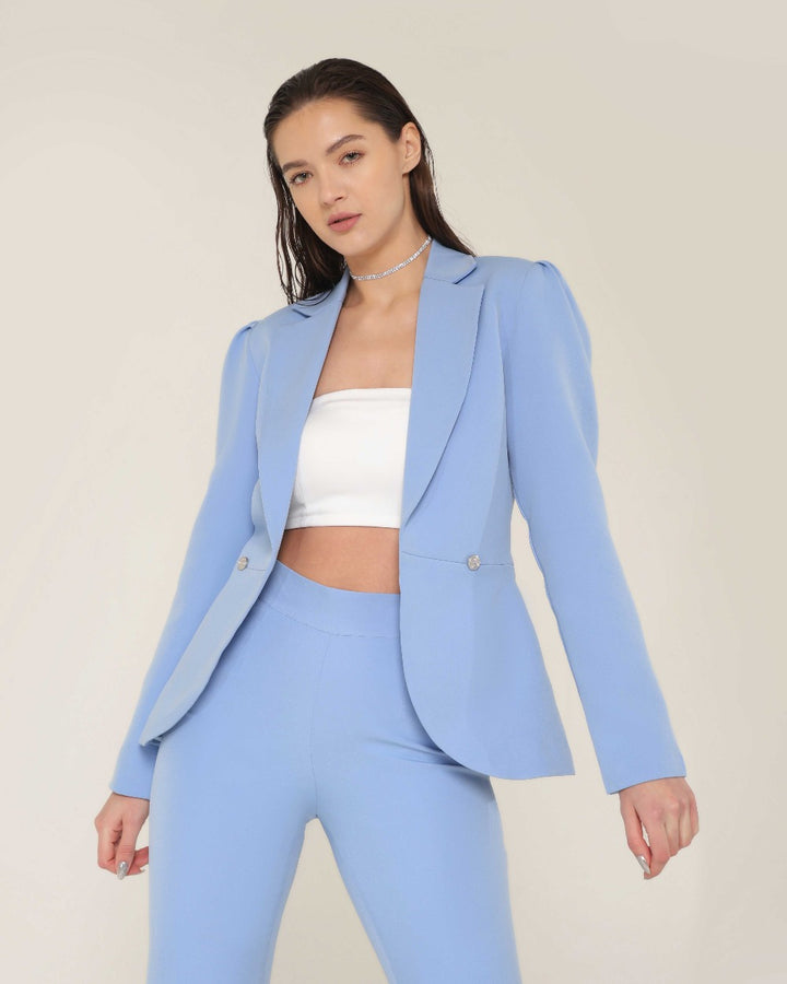 Geo Sky-Blue Blazer Set