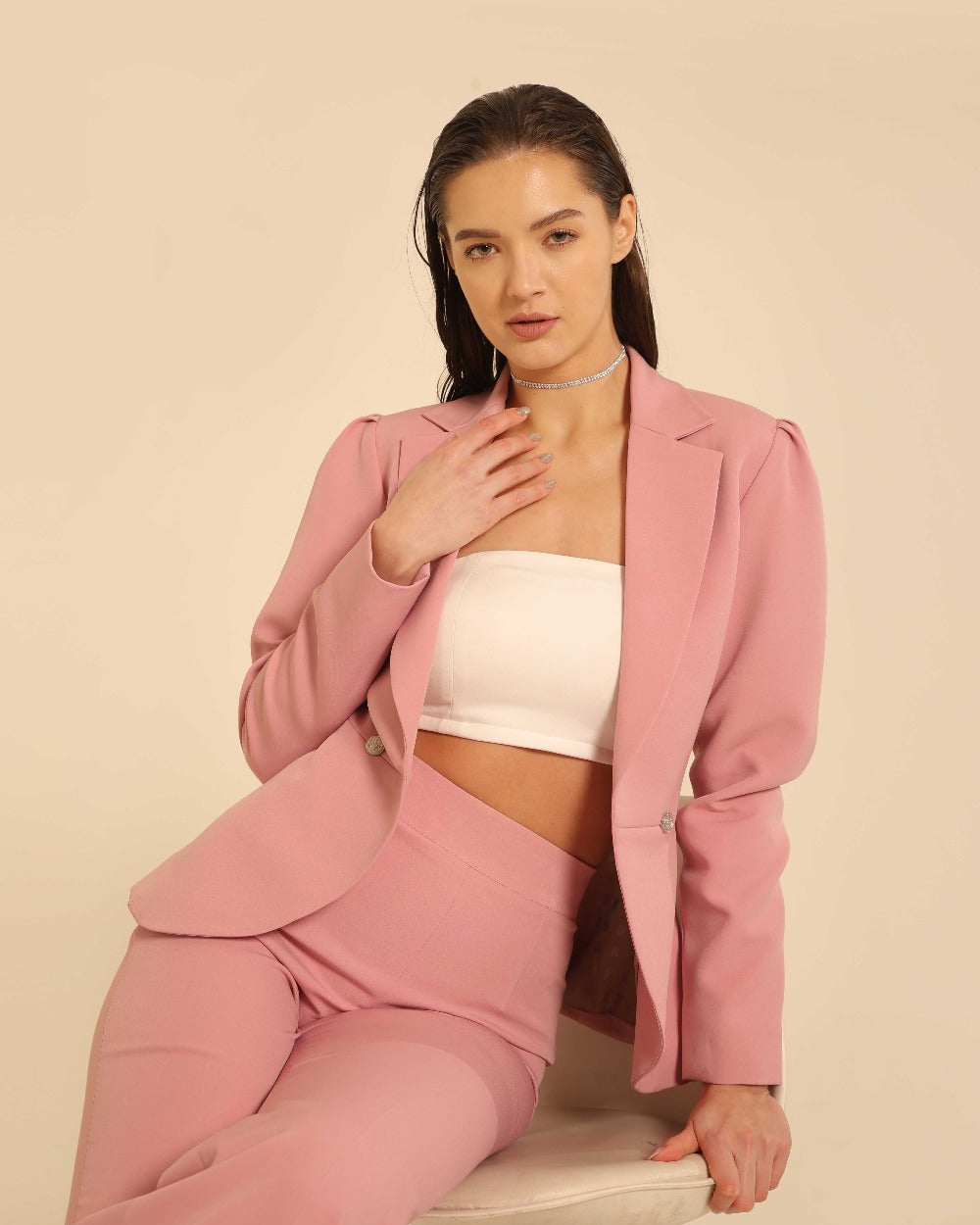 Geo Pink blazer set