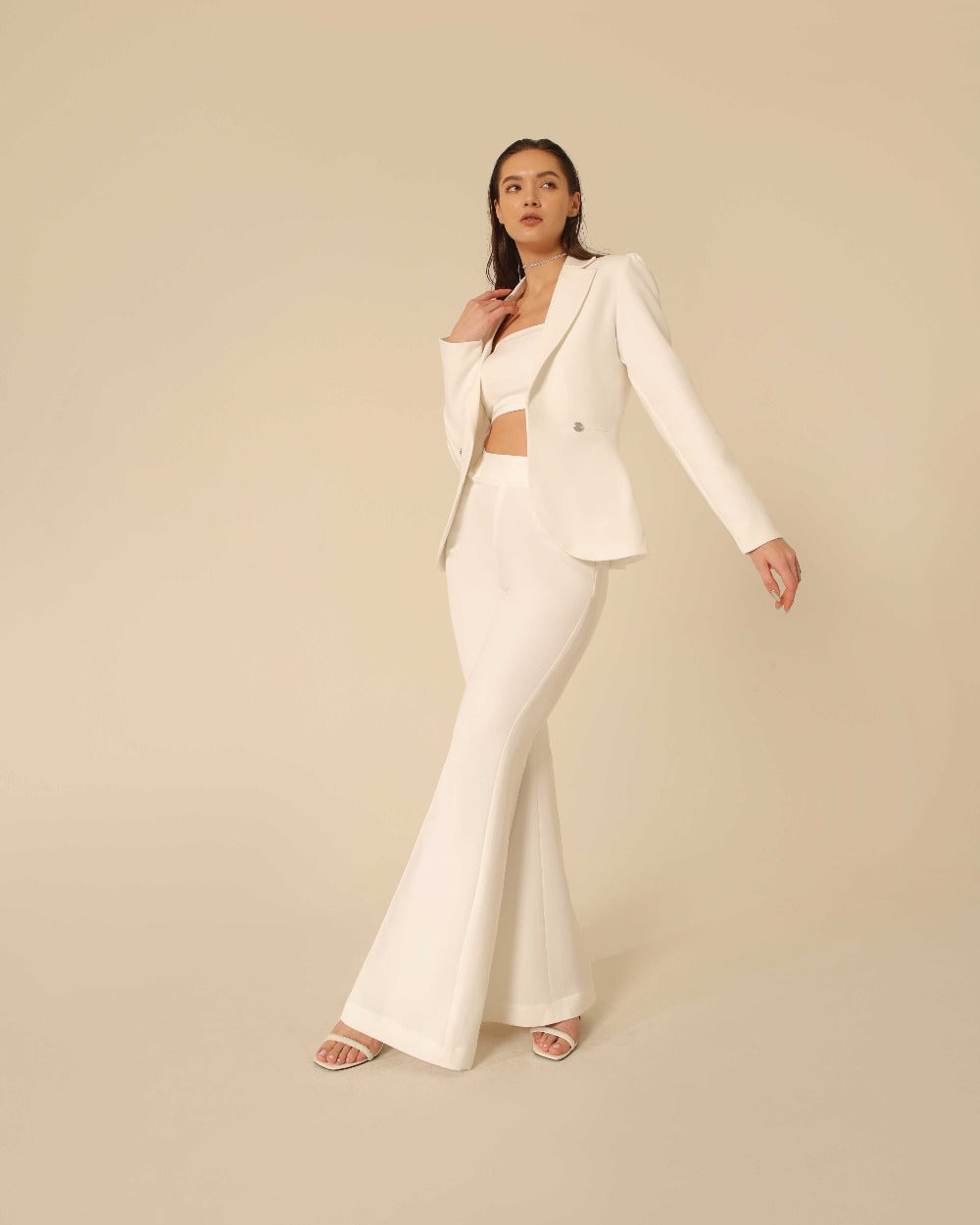 Geo White blazer set