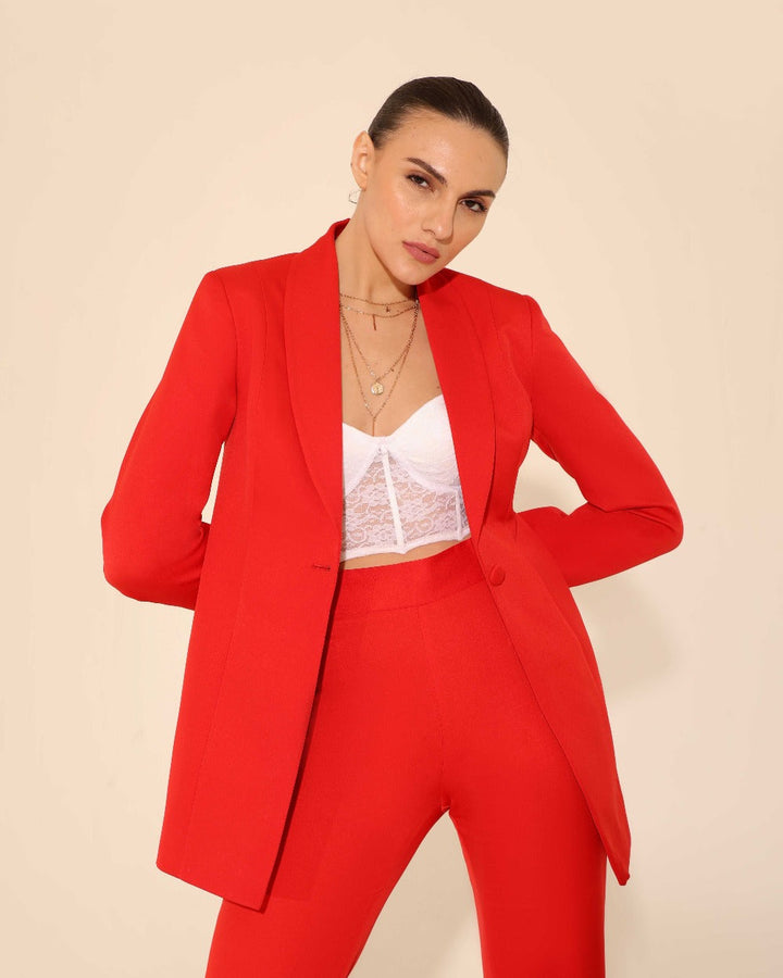 Channel Red Blazer Set