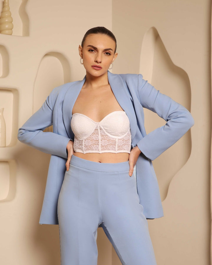 Channel sky-blue Blazer Set