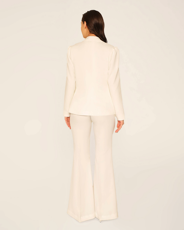 Geo White Blazer Set