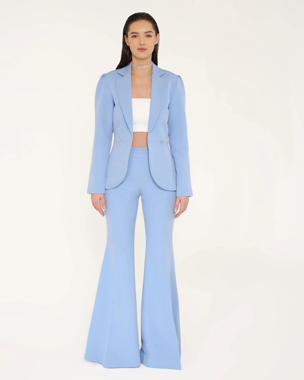 Geo Sky-Blue Blazer Set