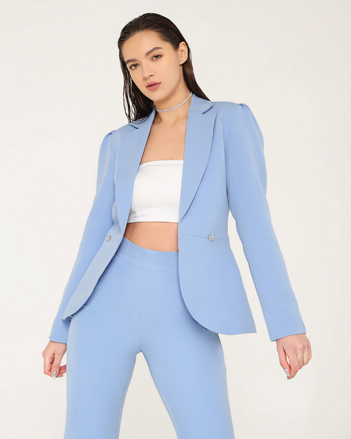 Geo Sky-Blue Blazer Set