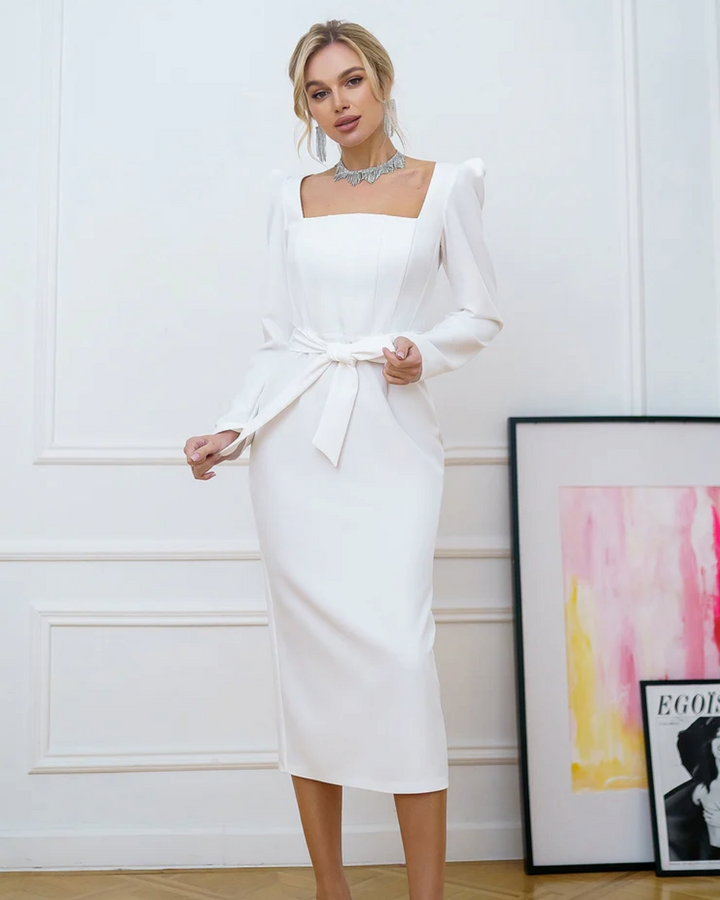 Alice White Square Neck Midi Dress