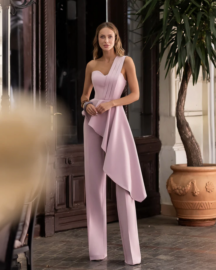 Rosy Dusty-Pink sweetheart Peplum Top & Pants