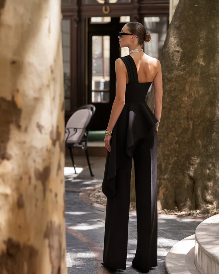 Rosy Black sweetheart Peplum Top & Pants