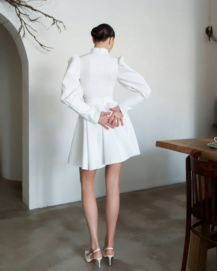 Amber White Choker-Neck Mini Dress