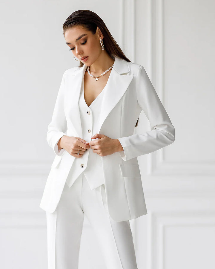 Triya White Blazer Set