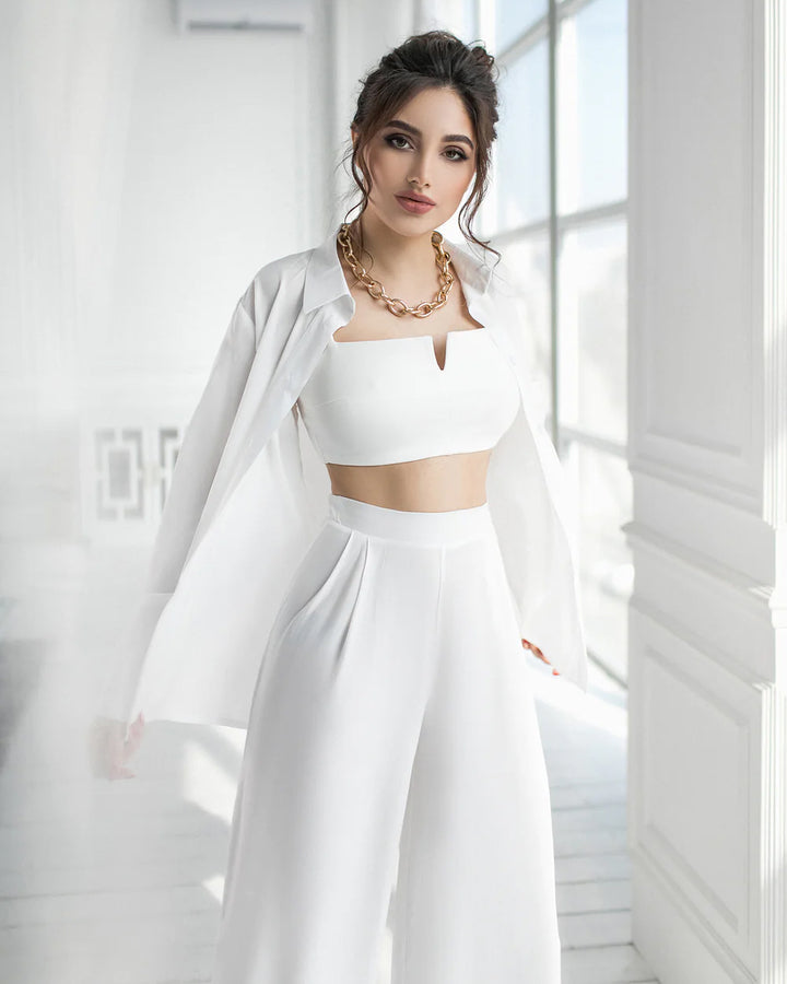 White Shirt & High Waist Pants