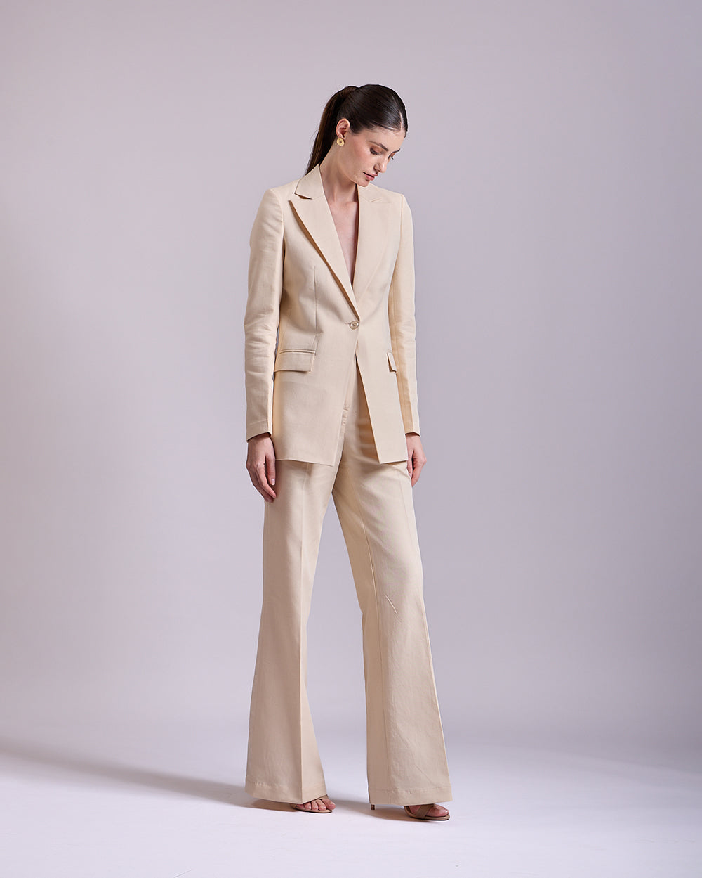 Linen - Beige Single-Breasted Suit 2-Piece