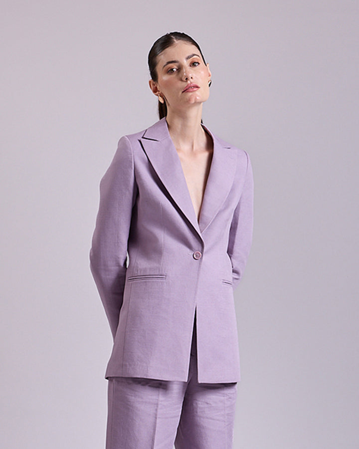 Linen - Onion Pink Single Breasted Blazer