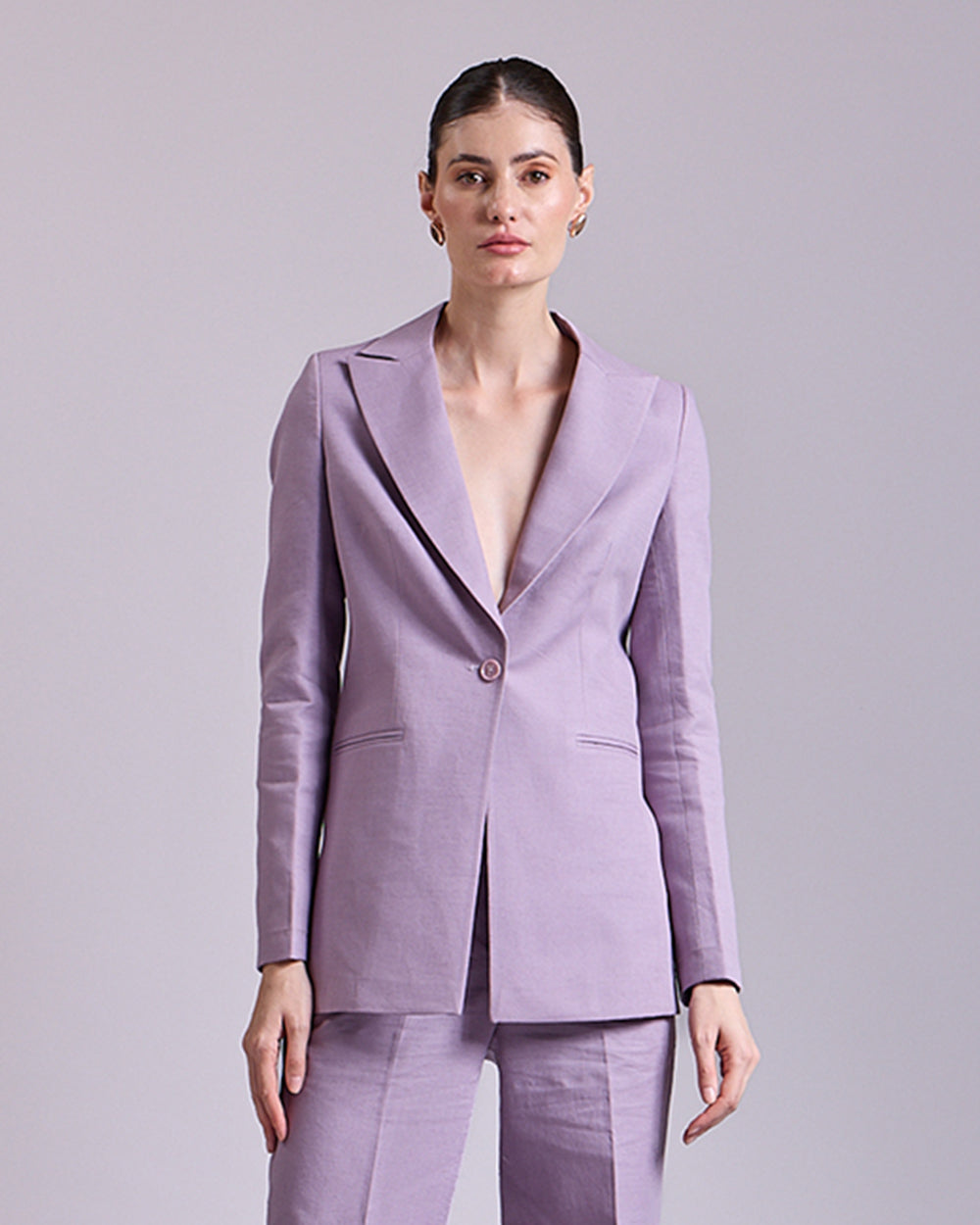 Linen - Onion Pink Single Breasted Blazer