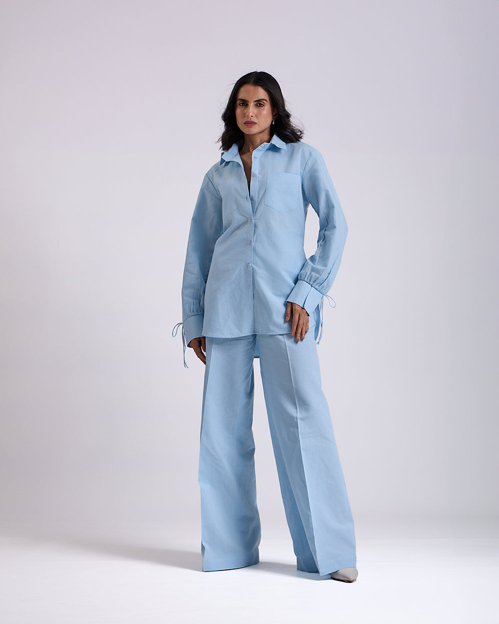 Linen - Sky Blue OverSized Shirt And Pant