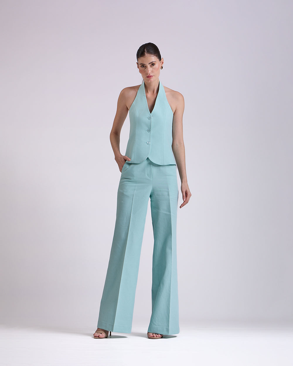 Linen - Teal Blue Pant