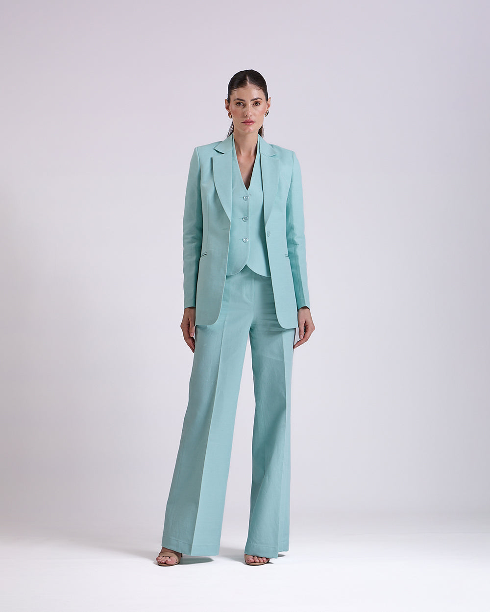Linen - Teal Single breasted 3-Piece Suit
