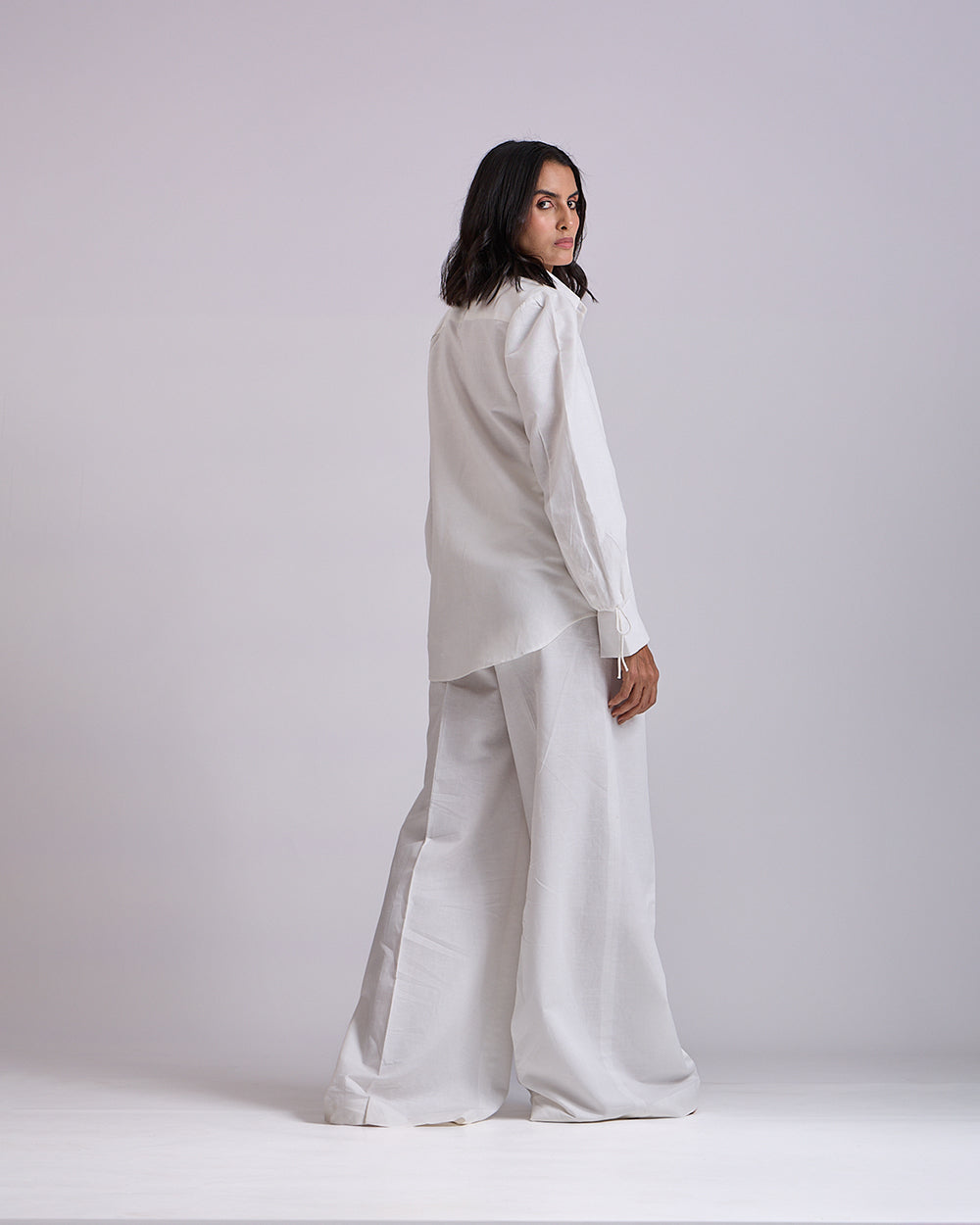 Linen - Ivory High Waist Palazzo Pants