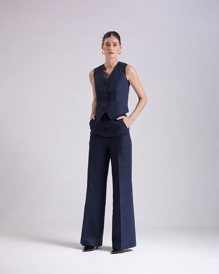 Navy Blue Waistcoat And Pant Set