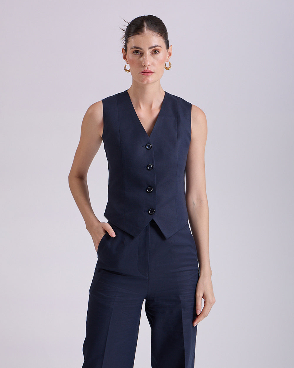 Linen - navy blue waistcoat
