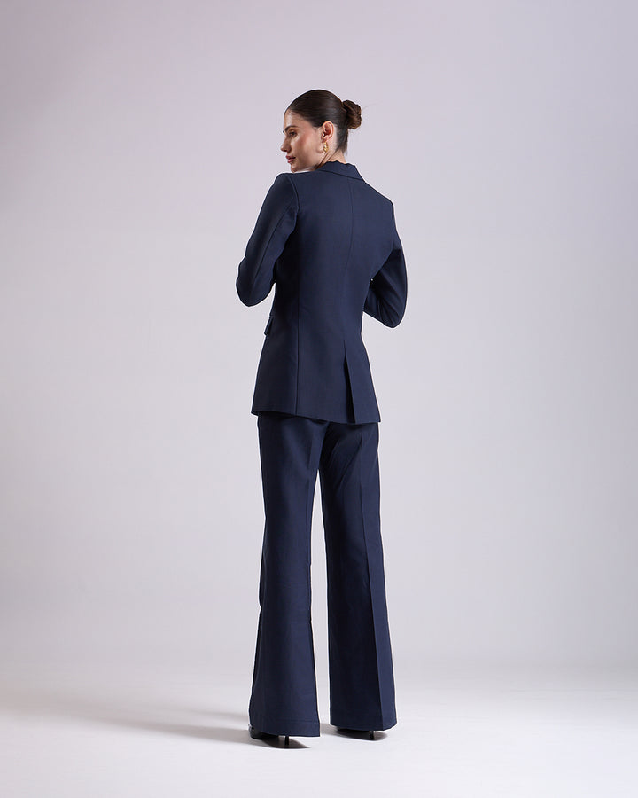 Linen - Navy Blue Single-Breasted Suit 2-Piece