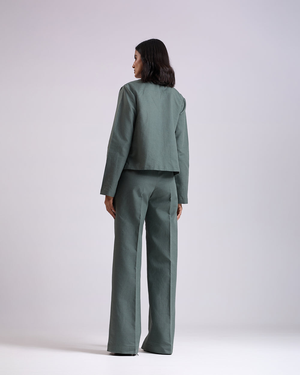 Linen - Green Pleated High waist pants