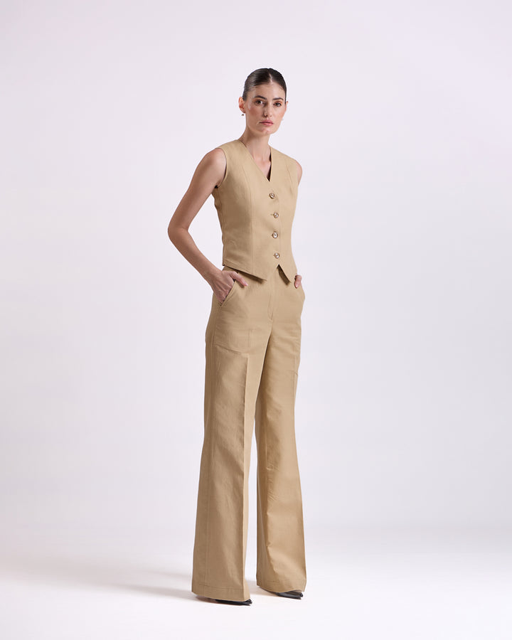 Linen - tan brown pant