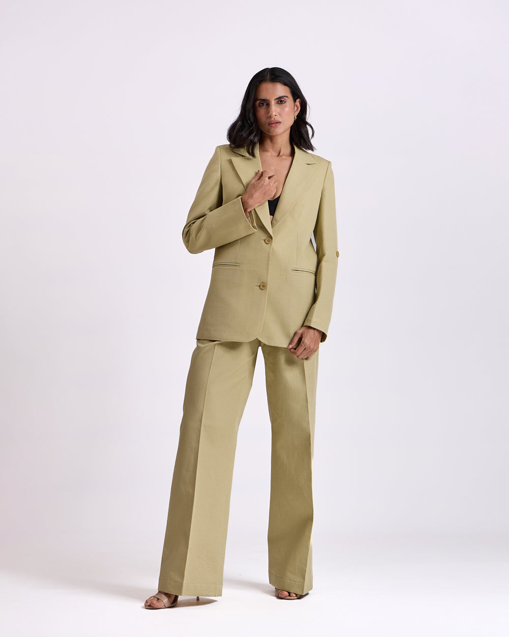 Linen - Pista Green Regular-Fit Suit 2-Piece