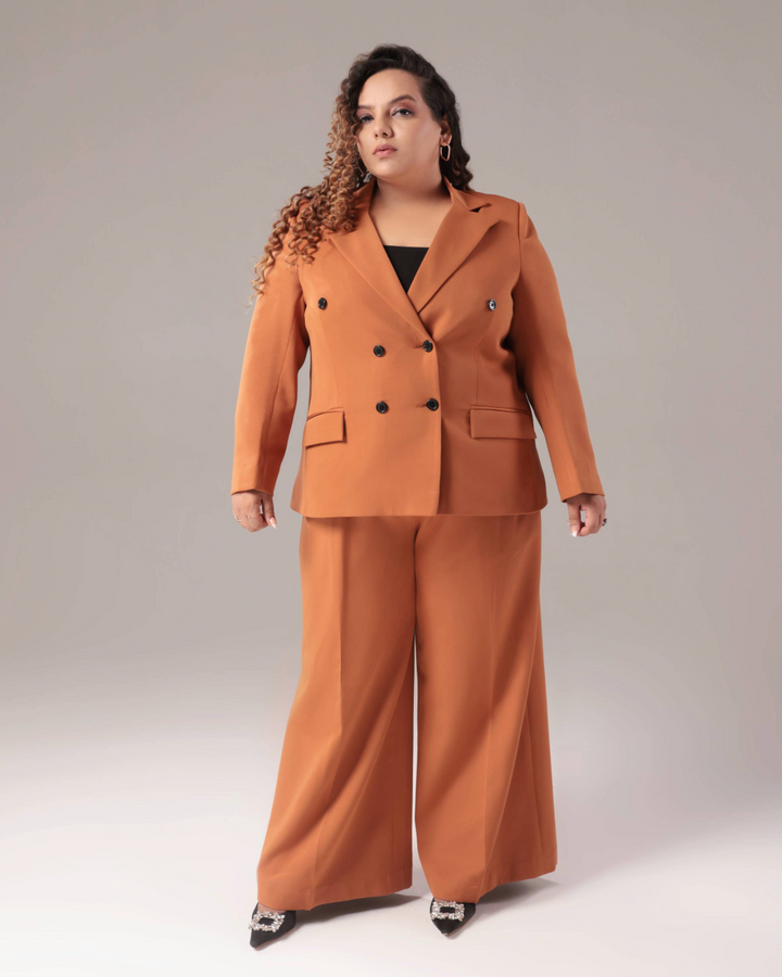 Plus Size Mustard Double Breasted Blazer Suit
