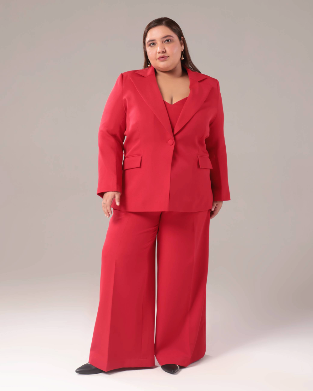 Plus Size Red Regular Fit 2-Piece Suit