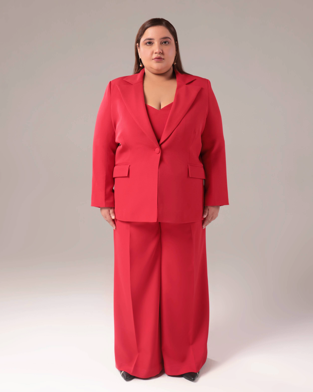 Plus Size Red Regular Fit 2-Piece Suit