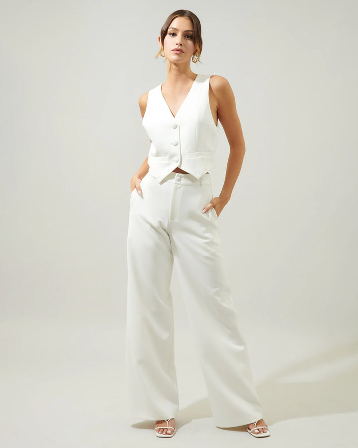 White Waistcoat And Pant Set