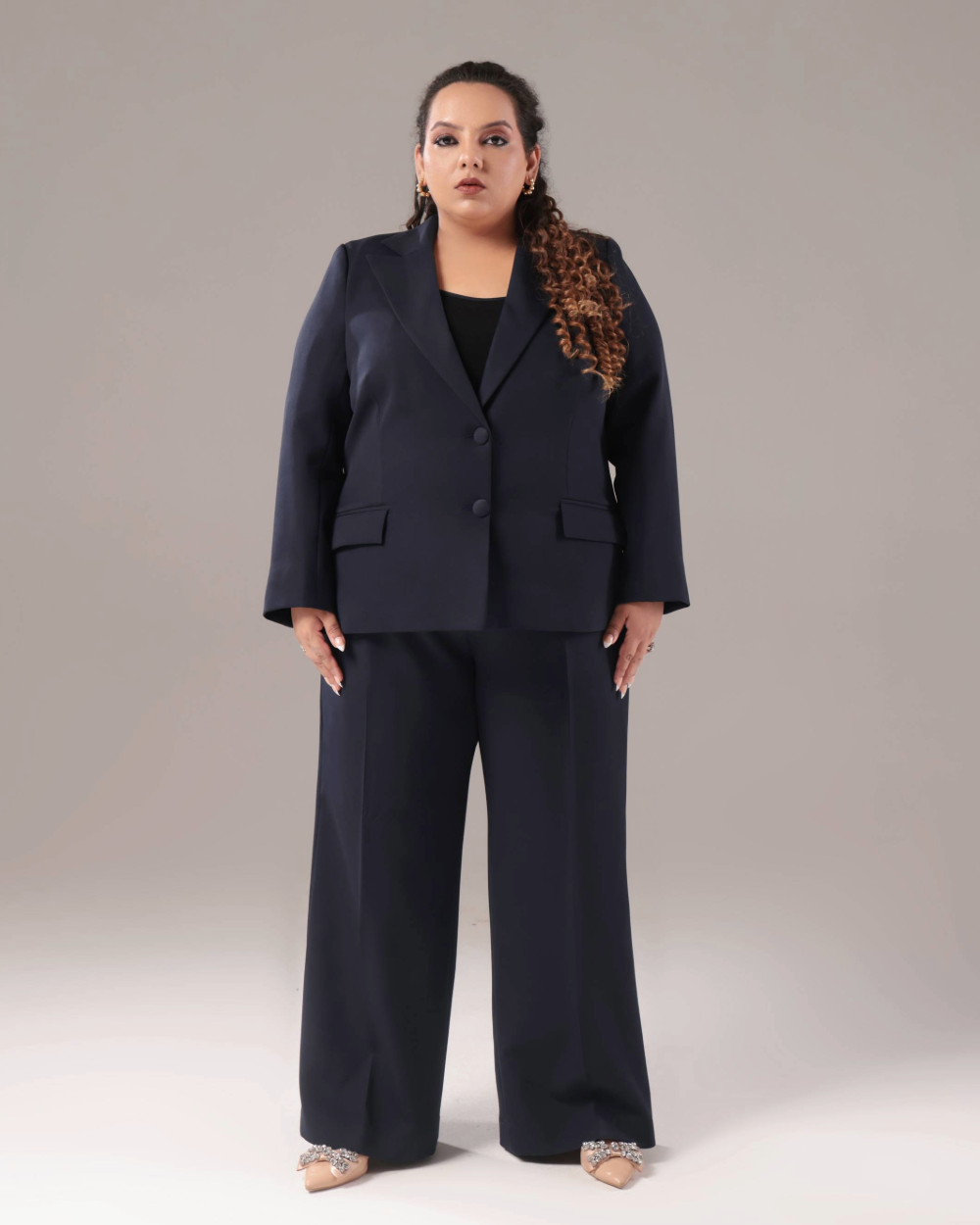Plus Size  Navy Blue Formal 2-Piece Suit