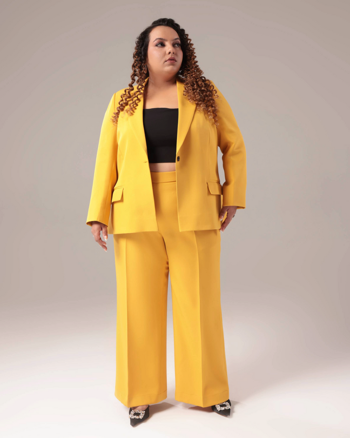 Plus Size Yellow Formal 2-Piece Suit